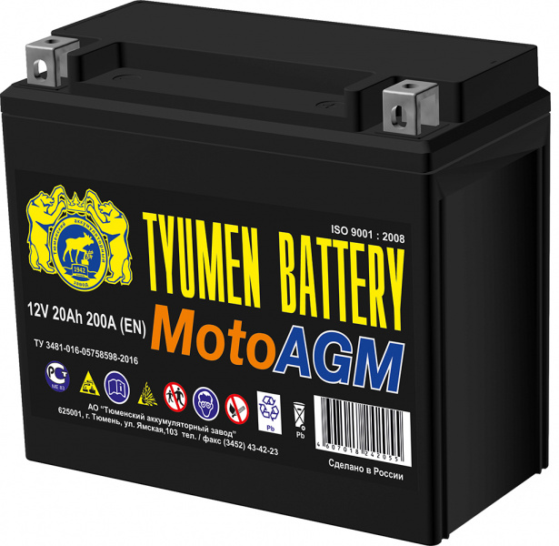 Аккумулятор Tyumen Battery 6мтс-20 Мото AGM